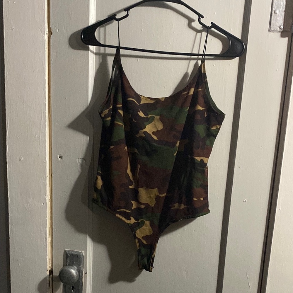 Polly & Esther Green Brown Camouflage Bodysuit